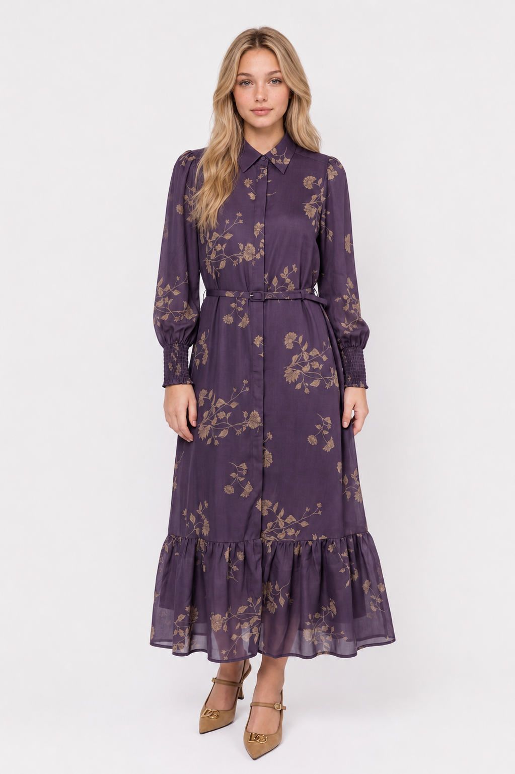 Evelyn Dress (Purple Khaki)