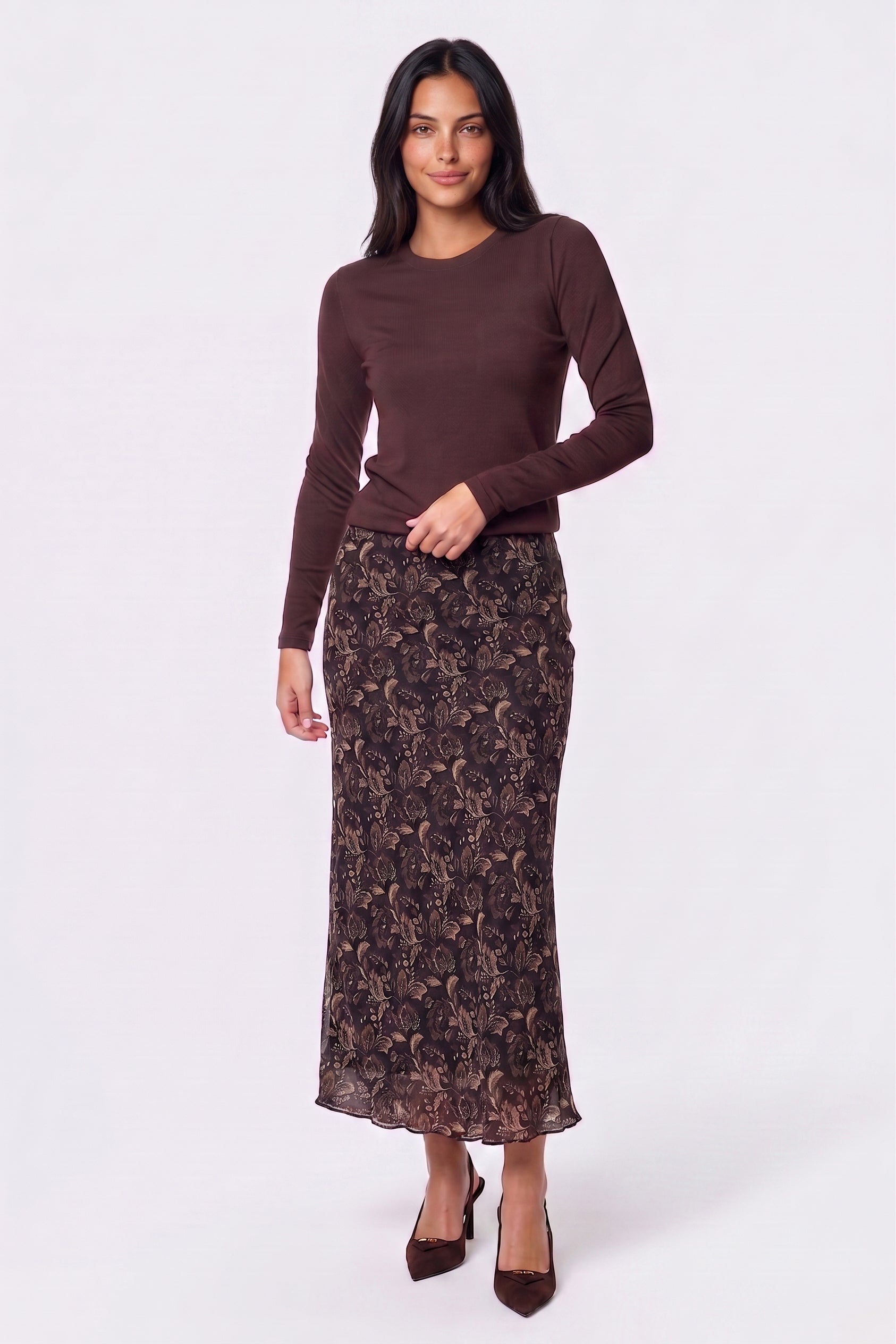Elenia Skirt (Dark Brown Pattern)