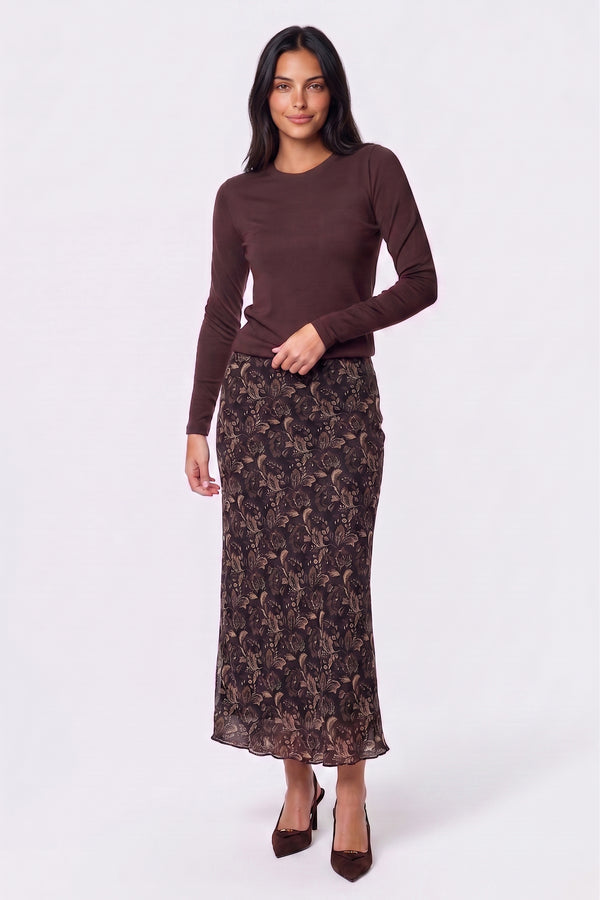 Elenia Skirt (Dark Brown Pattern)
