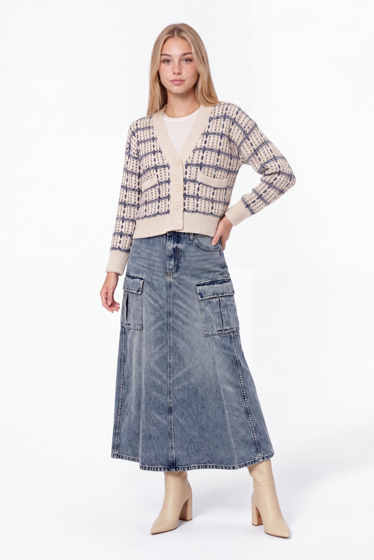 Miro Cardigan (White Blue)