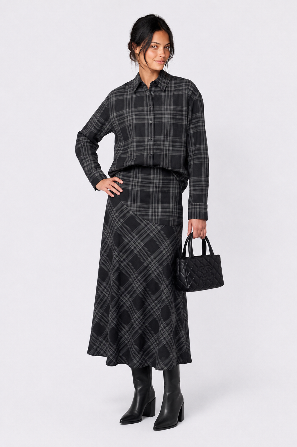 Marianne Skirt (Black Plaid)