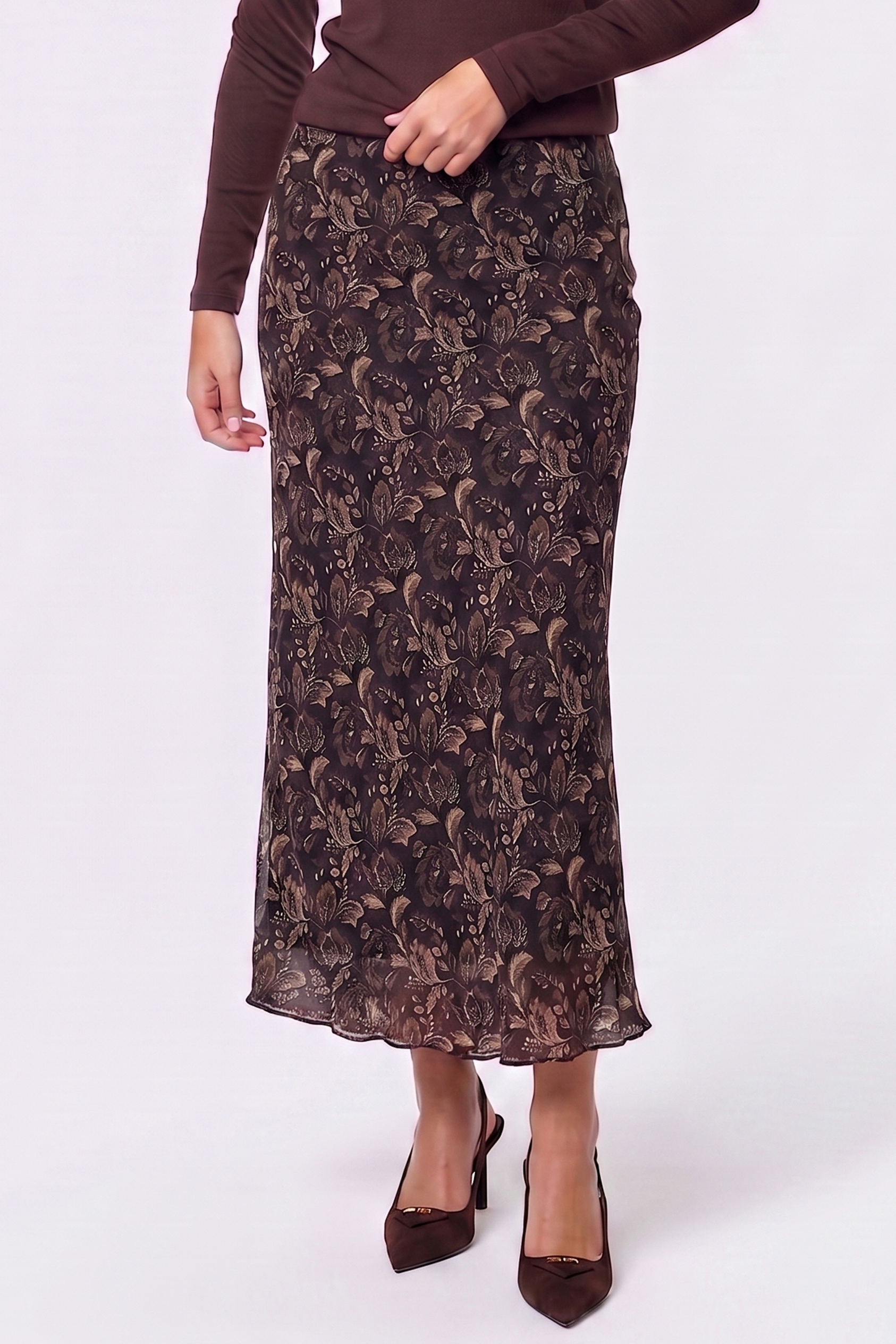 Elenia Skirt (Dark Brown Pattern)