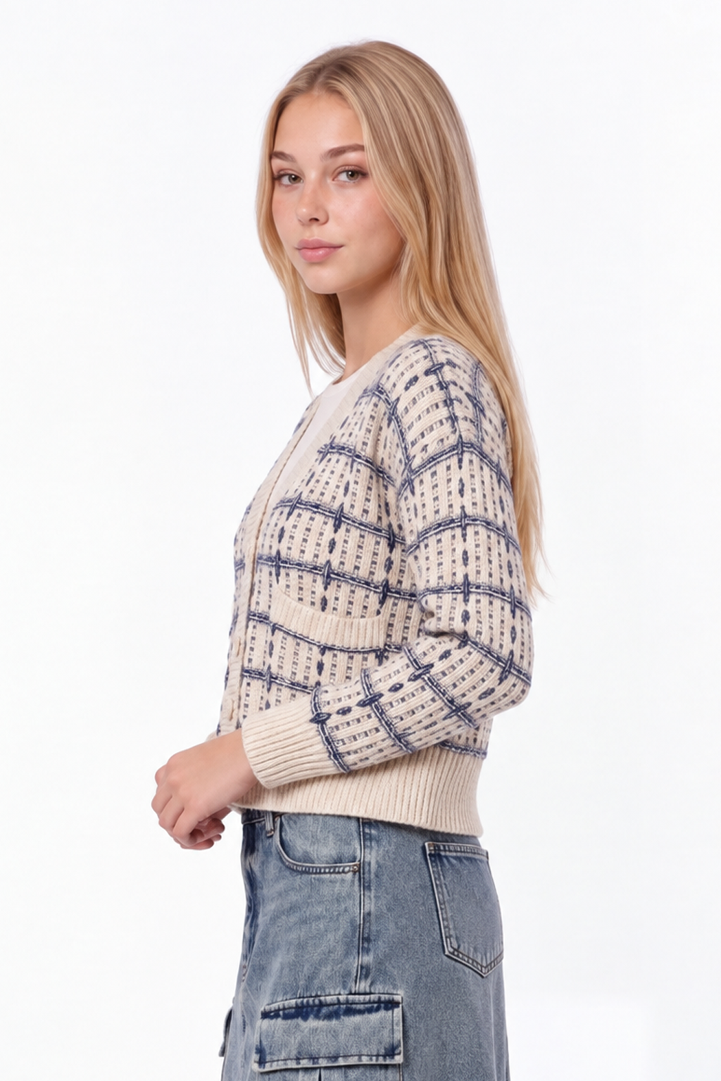 Miro Cardigan (White Blue)