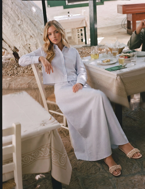 Anita Top (Blue Stripe) + Anita Skirt (Blue Stripe)