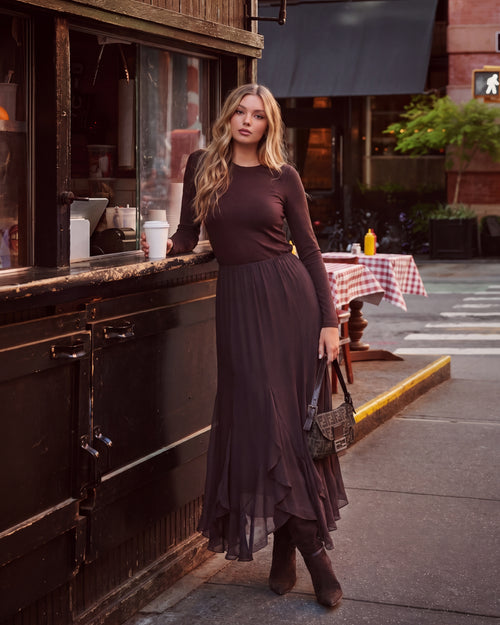 Ingrid Top (Dark Brown) + Aimee Skirt (Dark Brown)