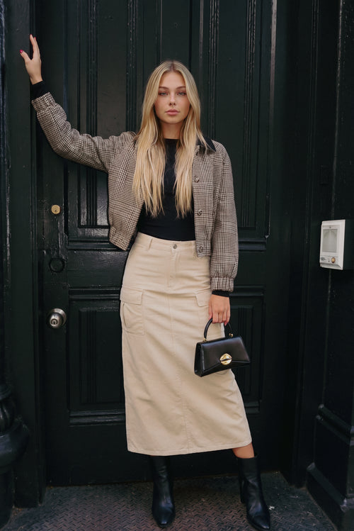 Cassie Top (Black) + Frieda Skirt (Khaki)