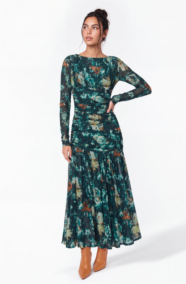 Angelina Dress (Green Pattern)