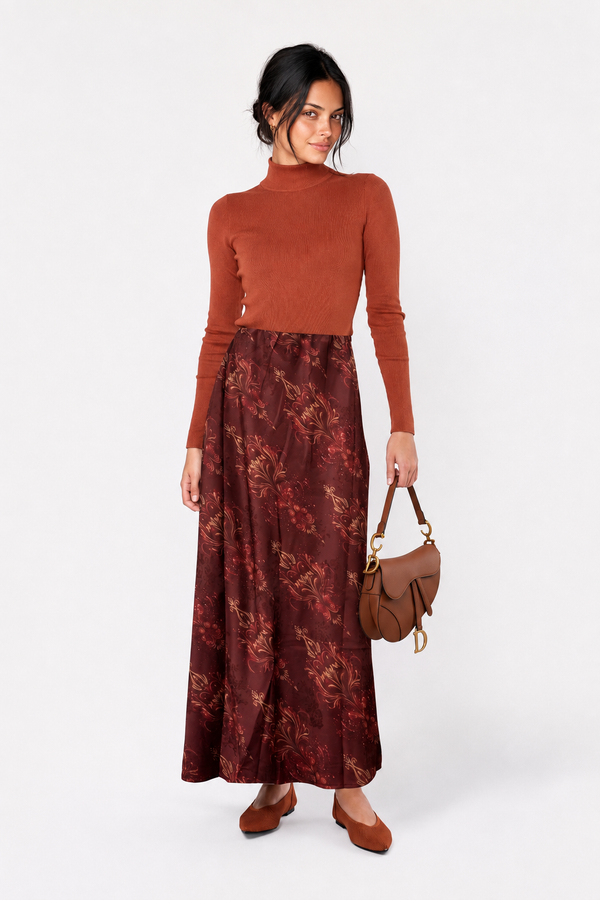Elenia Skirt (Burgundy Pattern)