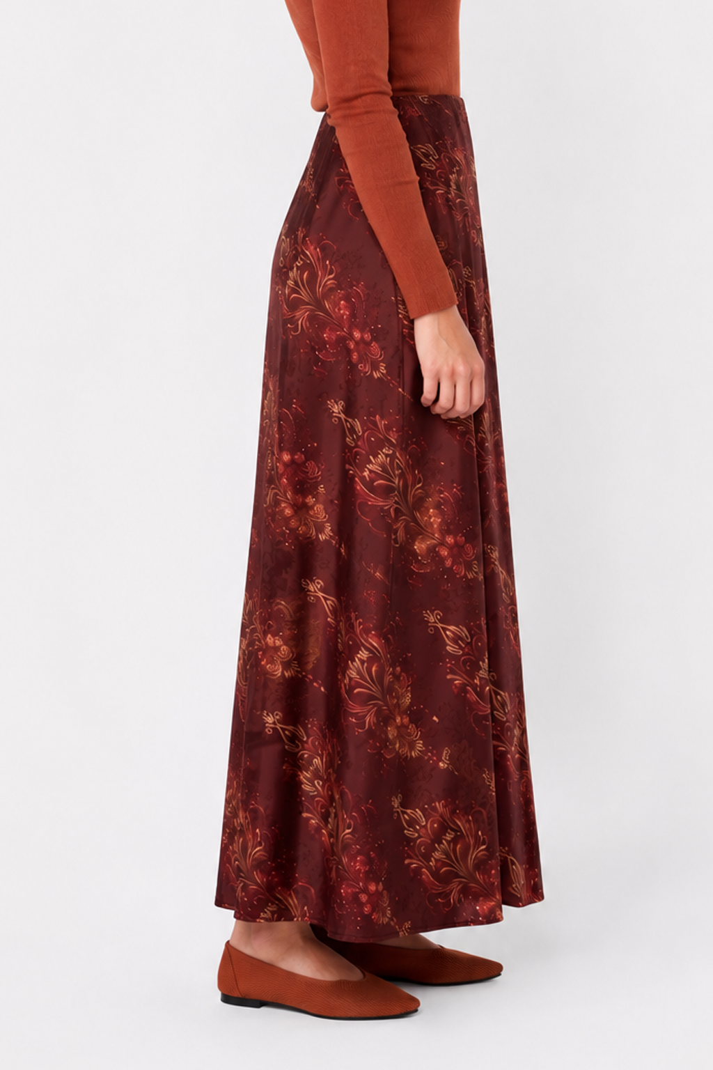 Elenia Skirt (Burgundy Pattern)