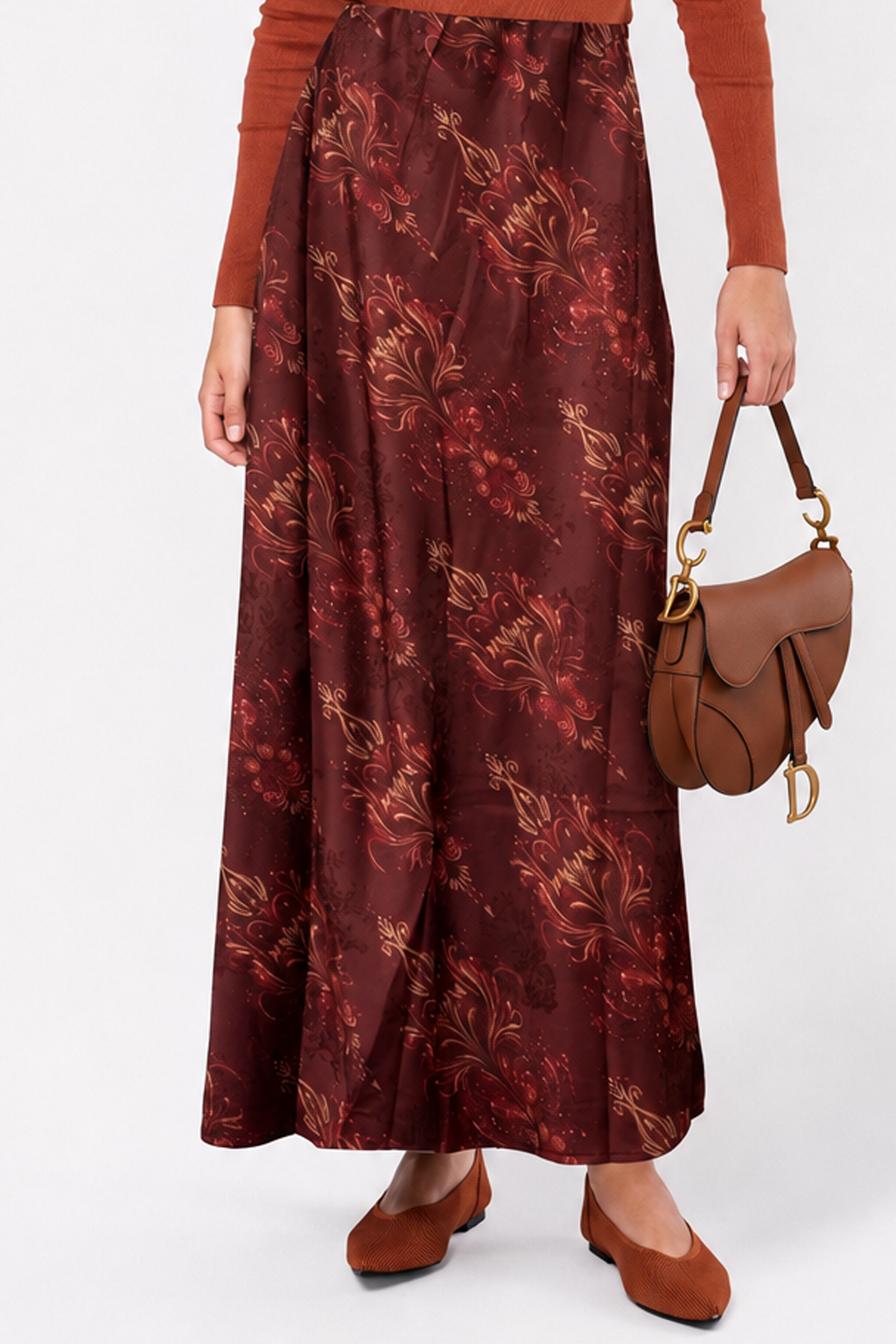 Elenia Skirt (Burgundy Pattern)