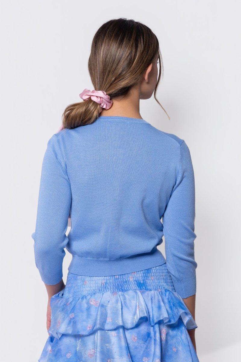 3/4 Sleeve Knit Cardigan (Blue) - Top - Yakira Bella