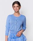 3/4 Sleeve Knit Cardigan (Blue) - Top - Yakira Bella