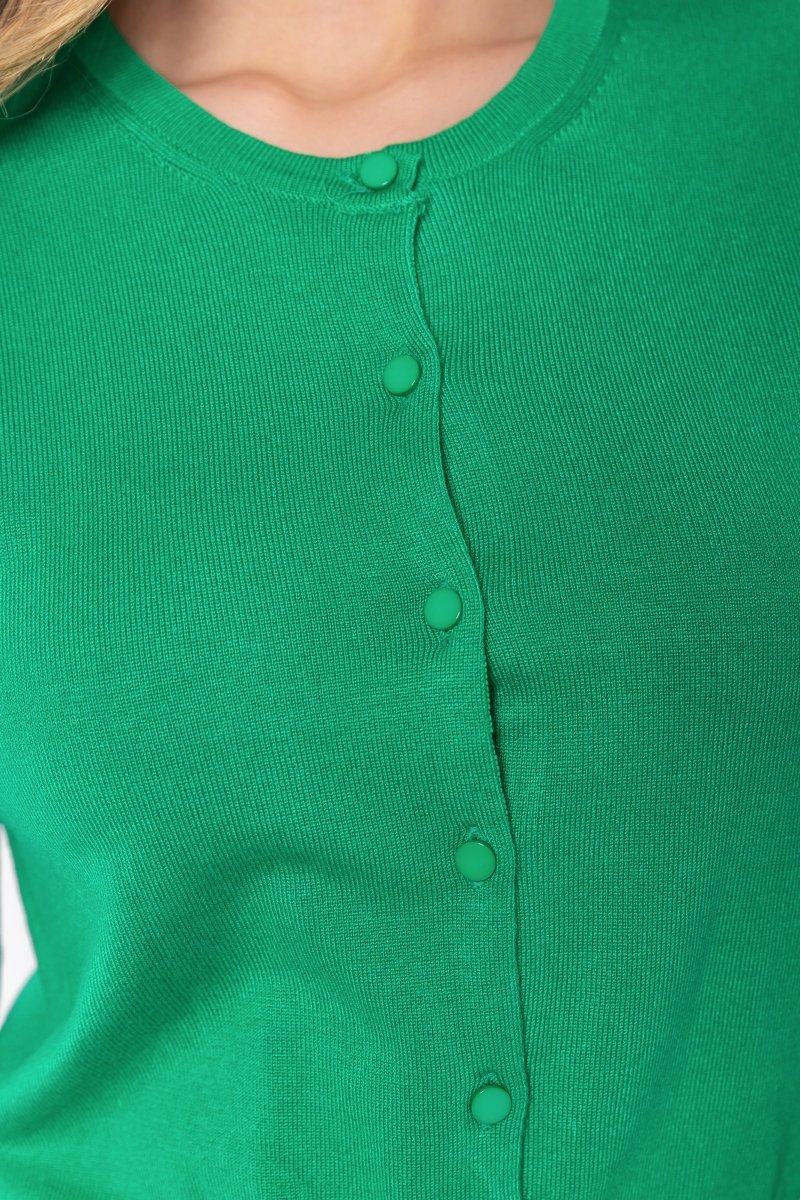 3/4 Sleeve Knit Cardigan (Green) - Top - Yakira Bella
