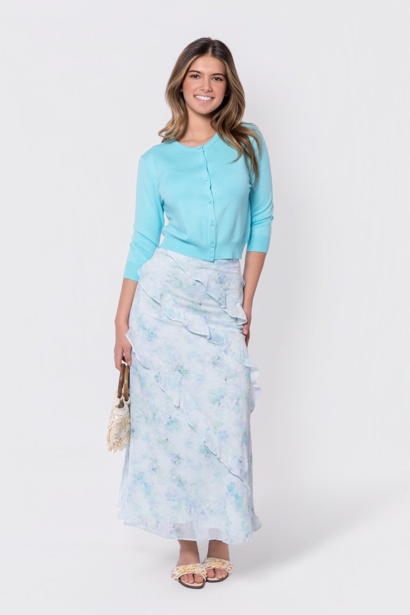 3/4 Sleeve Knit Cardigan (Mint) - Top - Yakira Bella