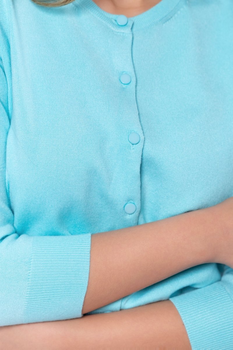 3/4 Sleeve Knit Cardigan (Mint) - Top - Yakira Bella