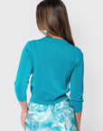 3/4 Sleeve Knit Cardigan (Teal Green) - Top - Yakira Bella