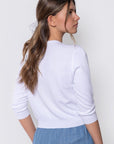 3/4 Sleeve Knit Cardigan (White) - Top - Yakira Bella