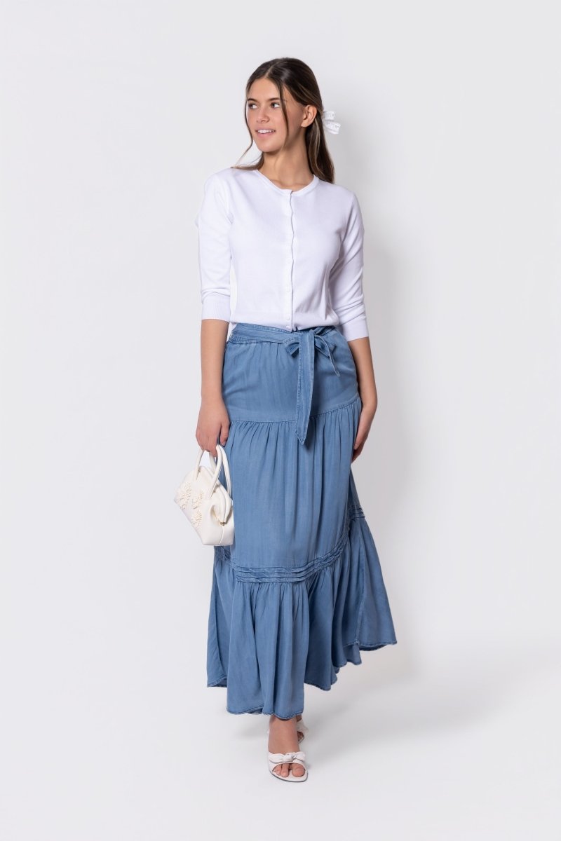 3/4 Sleeve Knit Cardigan (White) - Top - Yakira Bella