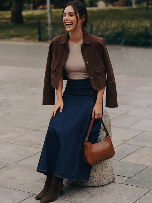 Jemma Top (Khaki) + Mika Skirt (Navy)
