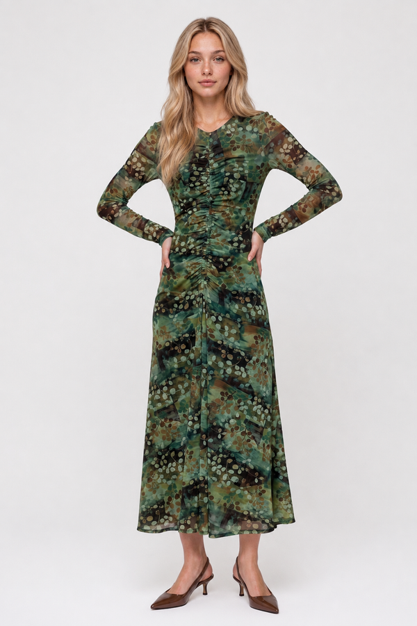 Mariella Dress (Brown Green)
