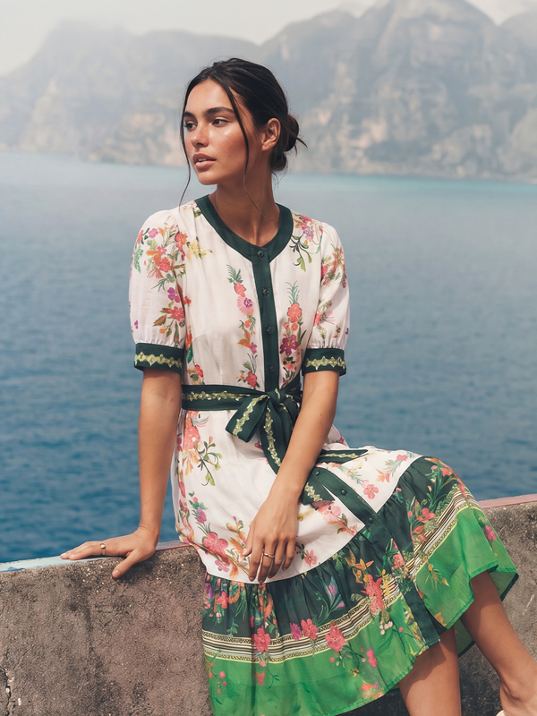 Elma Dress (Ivory Green)