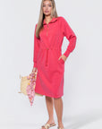 Mina Half Zip Dress 42" (Coral)