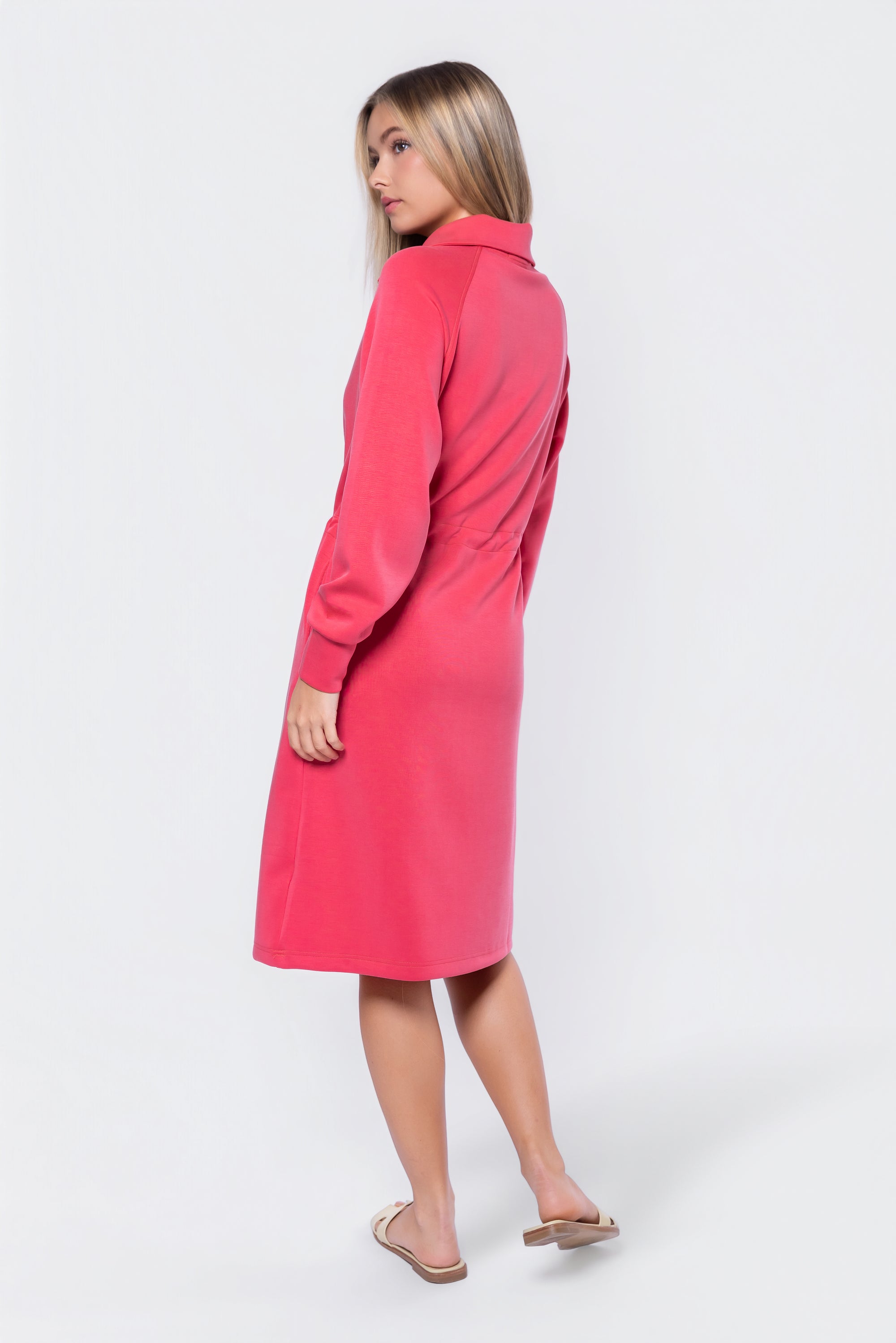 Mina Half Zip Dress 42" (Coral)