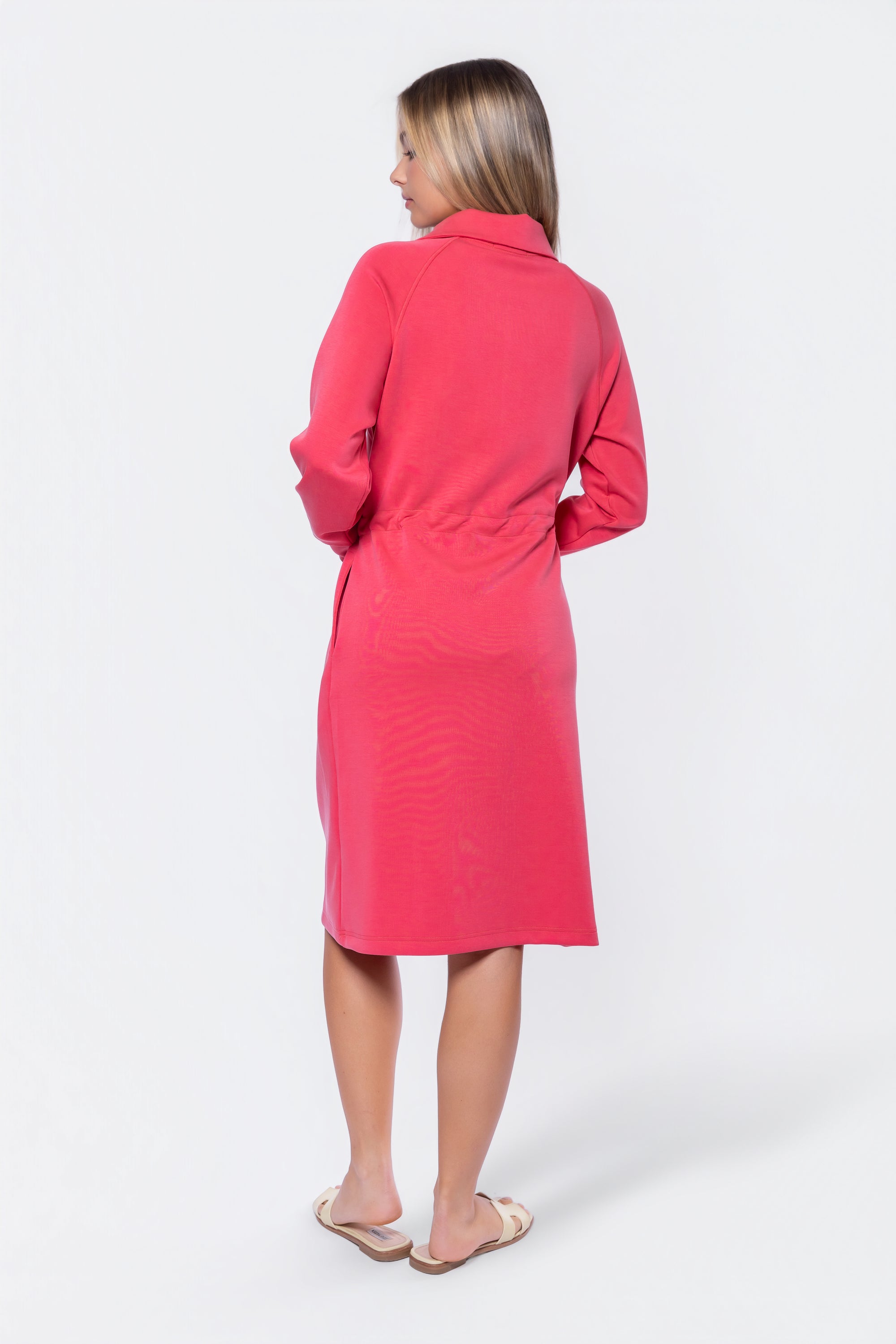 Mina Half Zip Dress 42" (Coral)