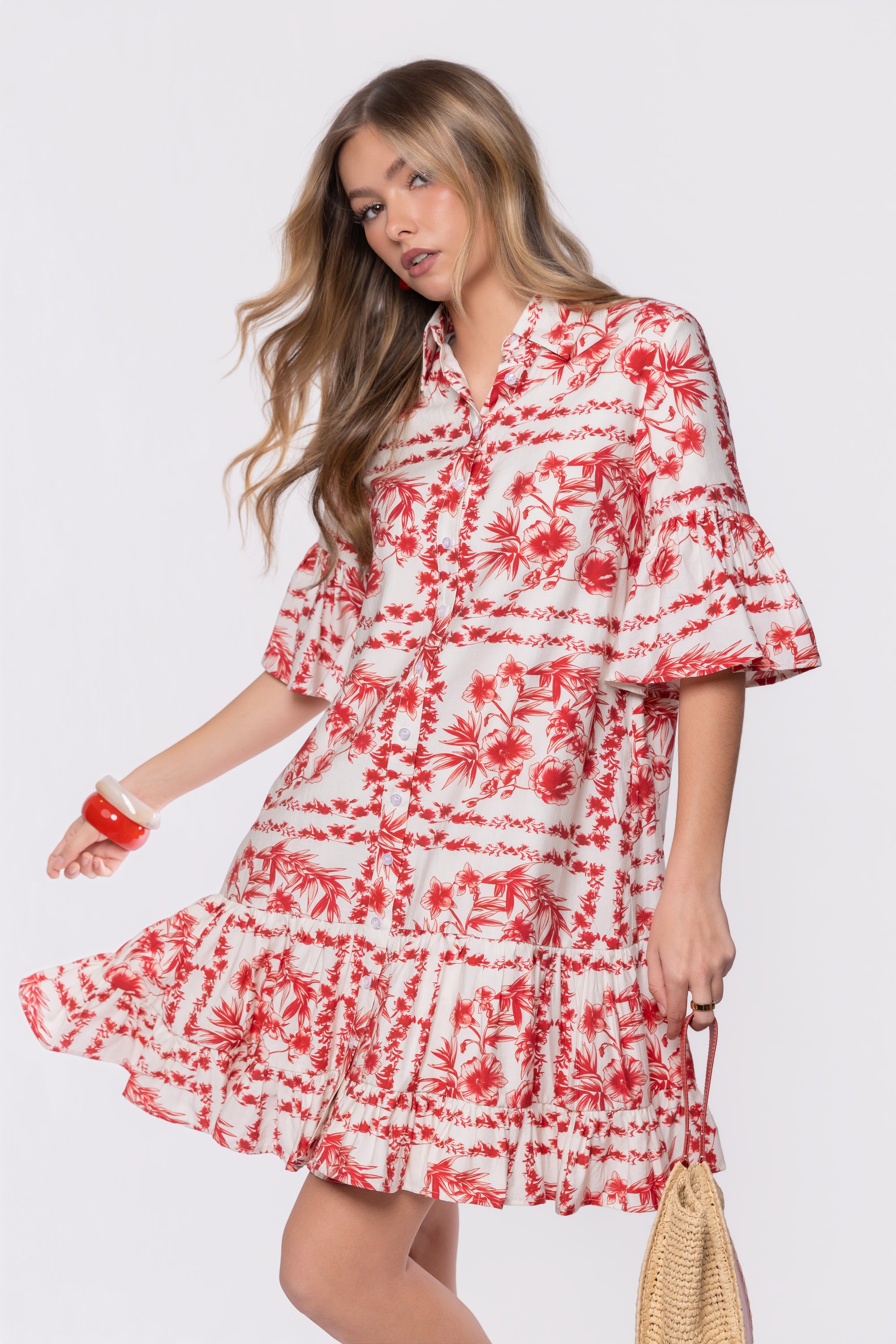 Lola Dress (White Red)