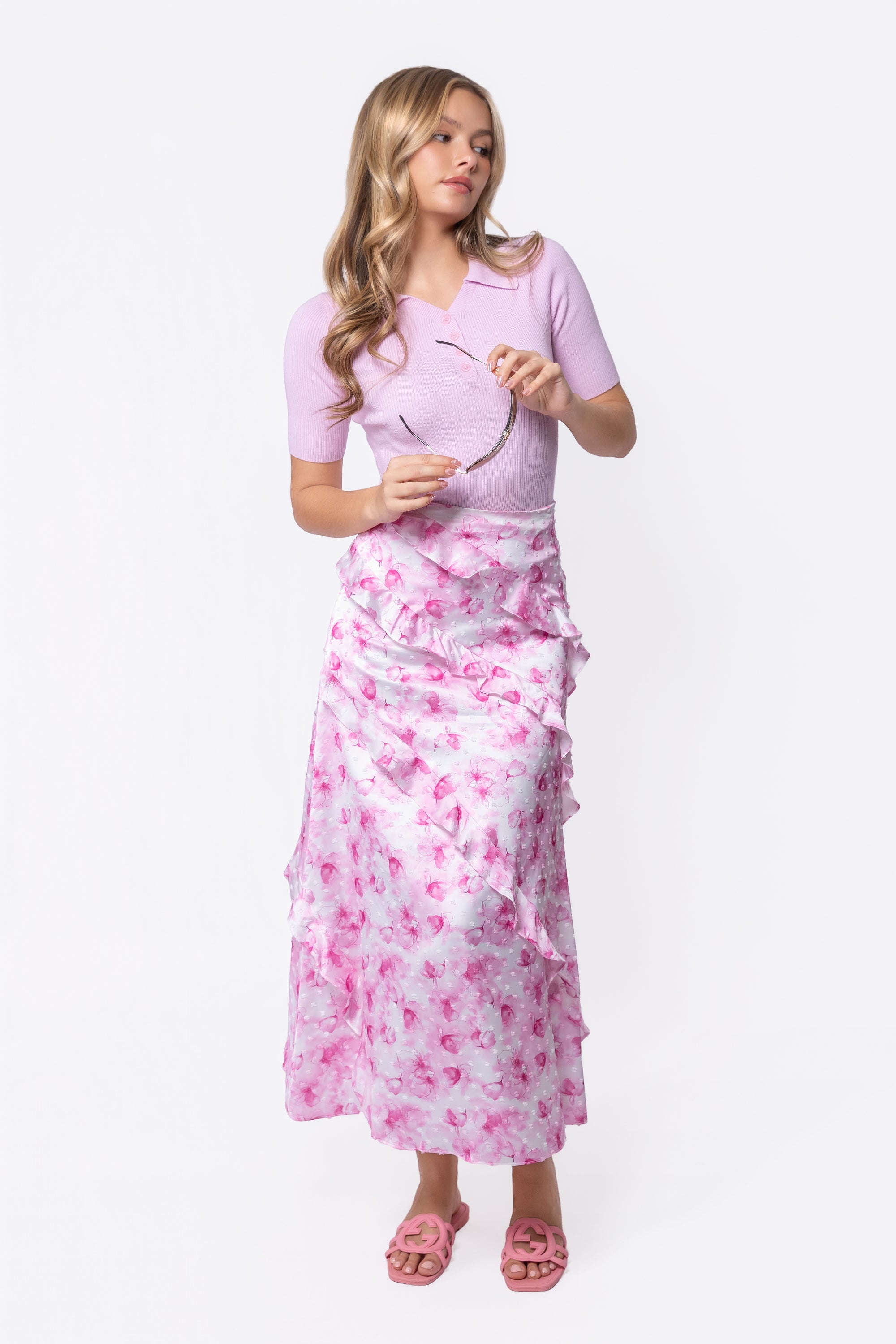 Laurel Skirt (White/Pink)