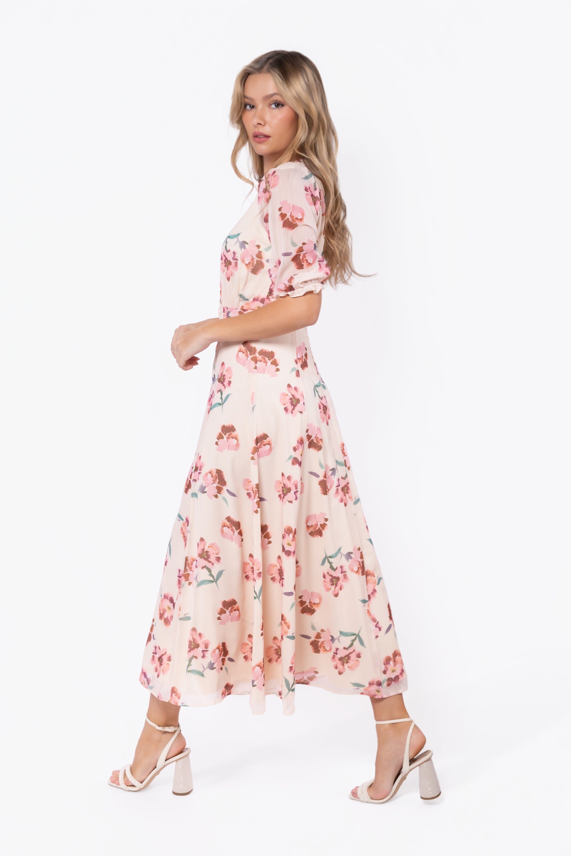 Lana Dress (Beige/Pink)