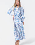 Audrey Dress Long Sleeve (Blue Pattern)