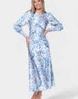 Audrey Dress Long Sleeve (Blue Pattern)