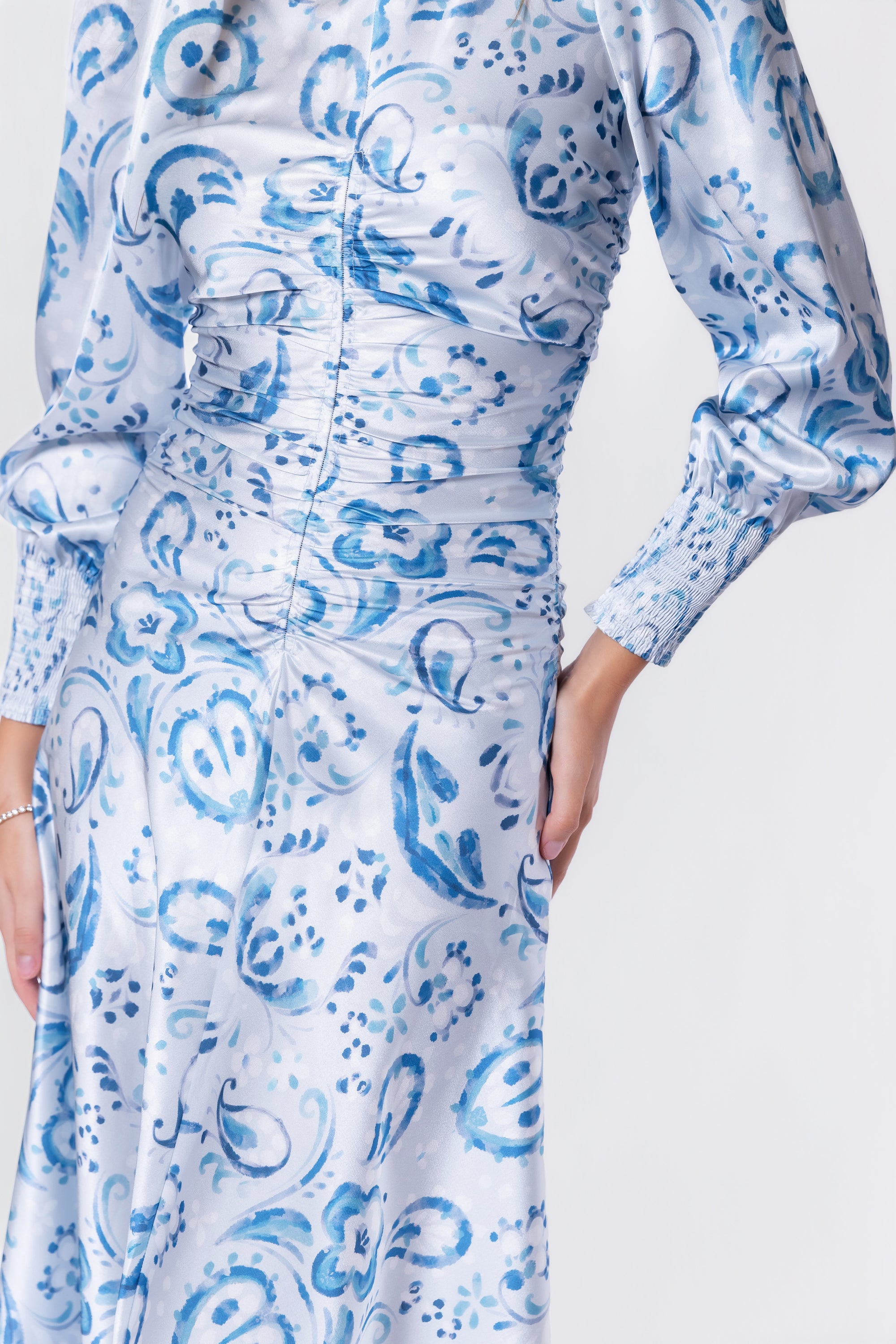 Audrey Dress Long Sleeve (Blue Pattern)