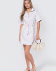 Mina Half Zip Dress Short Sleeve 37" (Ivory Heather)