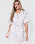Mina Half Zip Dress Short Sleeve 37" (Ivory Heather)
