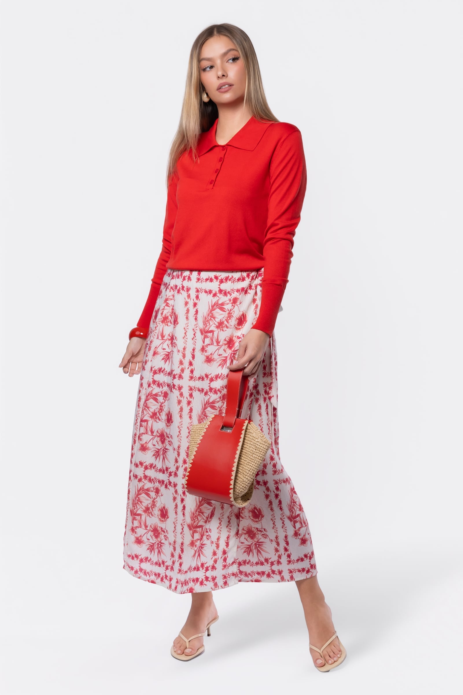 Leila Skirt (White Red)