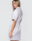 Mina Half Zip Dress Short Sleeve 37" (Ivory Heather)