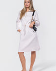 Mina Half Zip Dress 42" (Ivory Heather)