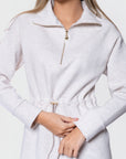 Mina Half Zip Dress 42" (Ivory Heather)