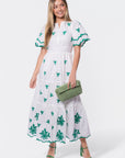 Estelle Dress (White Green)
