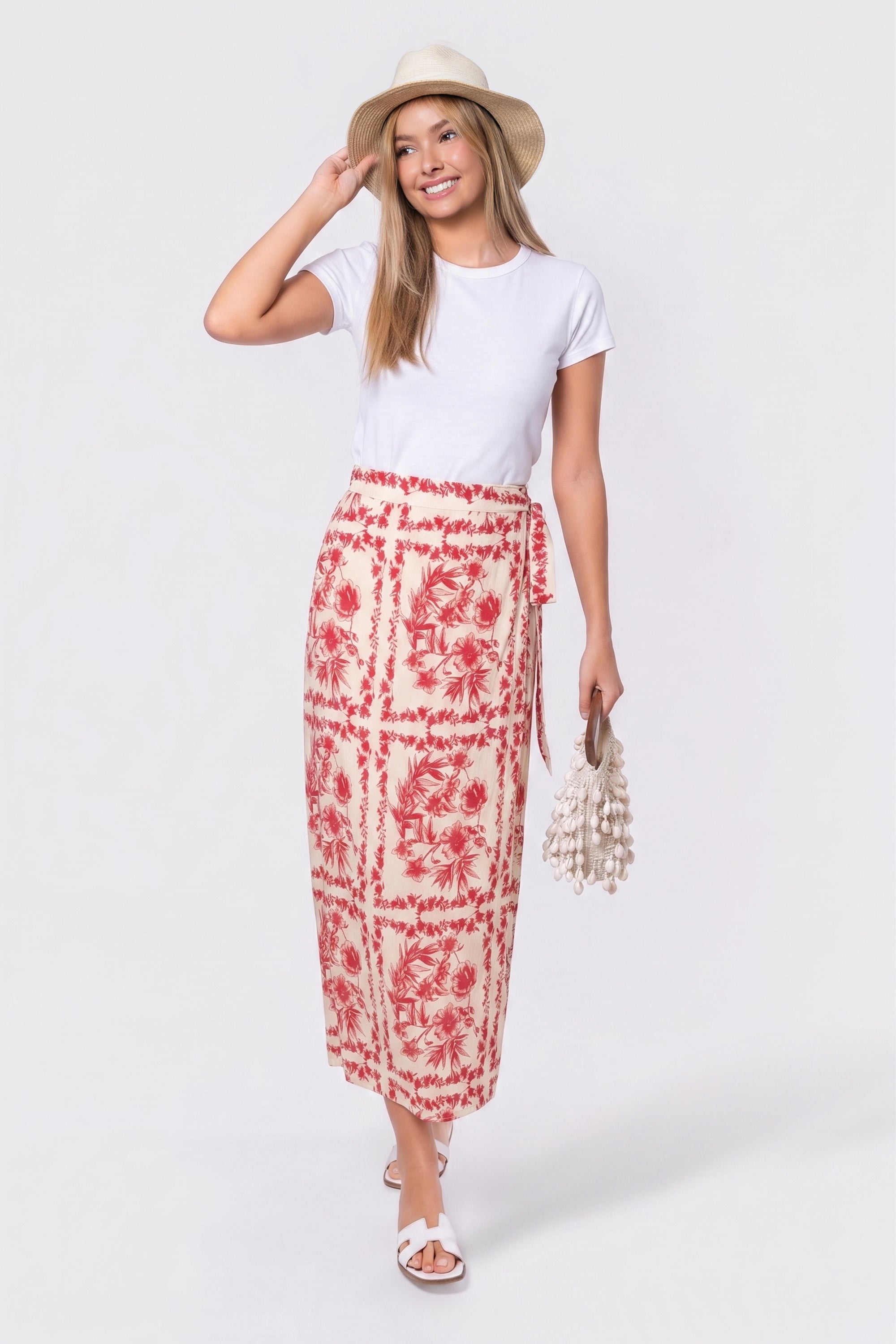 Leila Skirt (White Red)