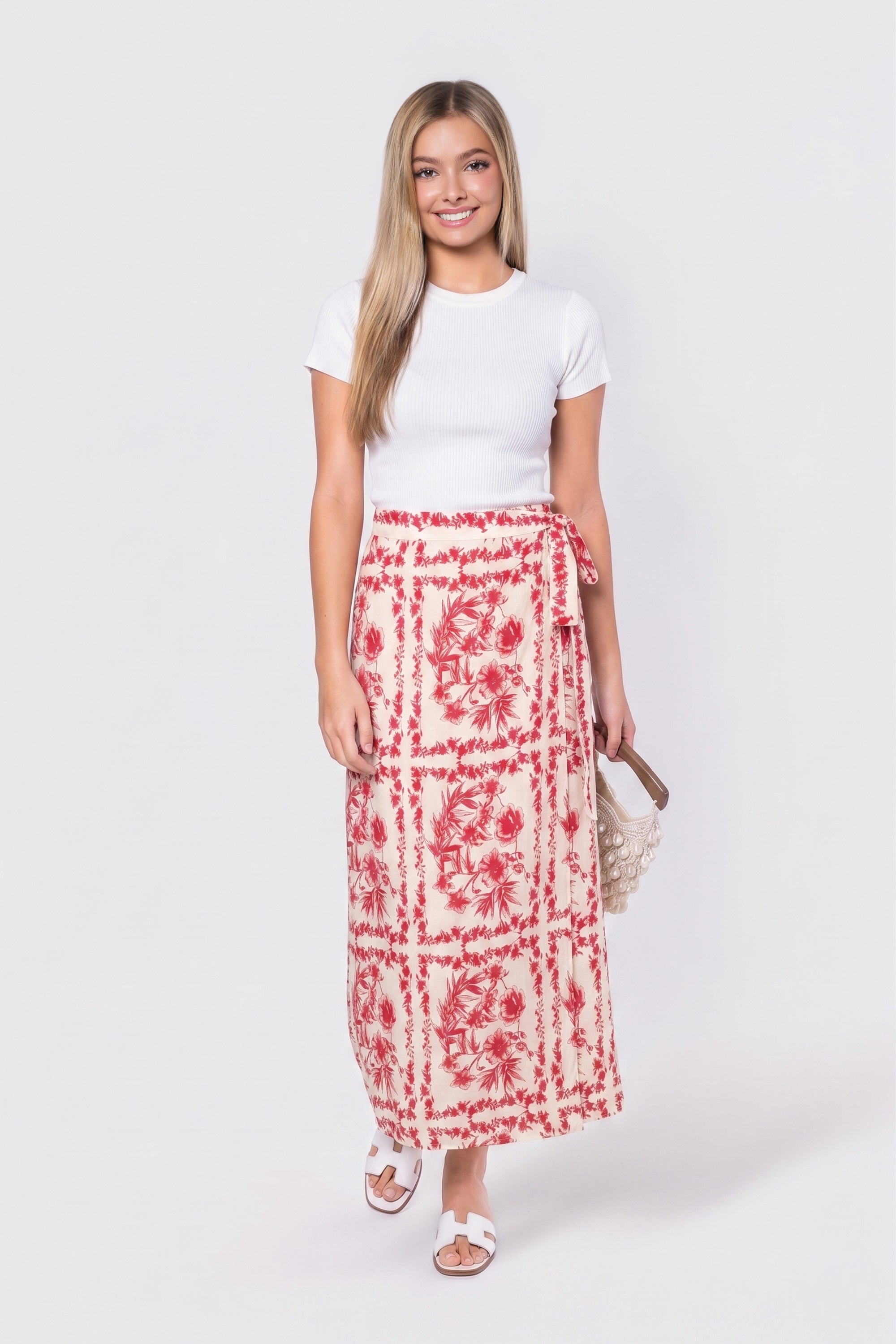 Leila Skirt (White Red)