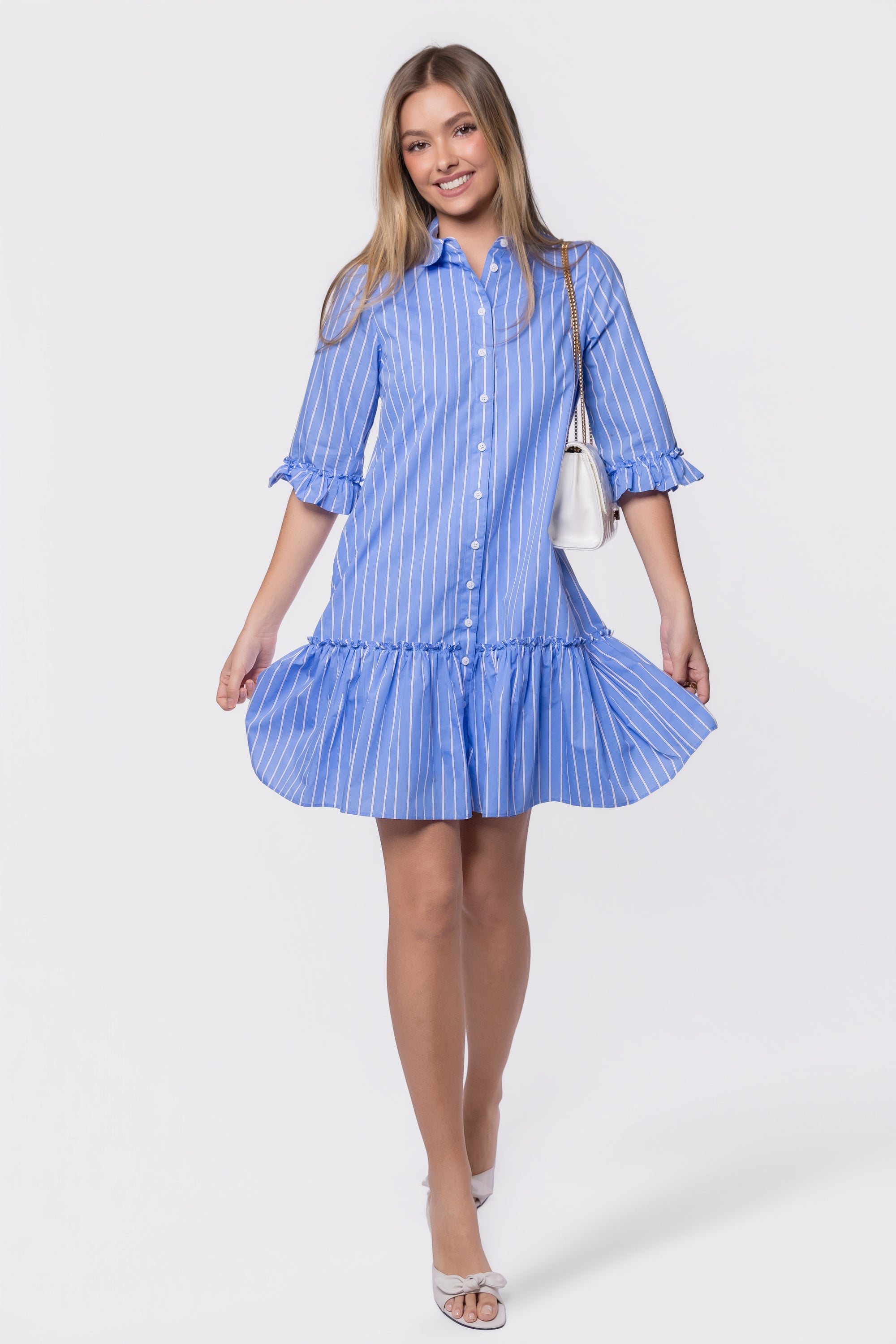 Kiana Dress (Light Blue Stripe)