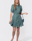 Elisa Dress 36" (White/Green)