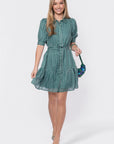 Elisa Dress 36" (White/Green)