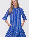 Kiana Dress 37" (Blue Stripe)