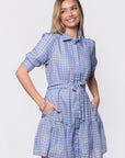 Elisa Dress 36" (White/Blue)