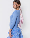 3/4 Sleeve Knit Cardigan (Blue)