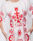 Erica Dress (White/Red)